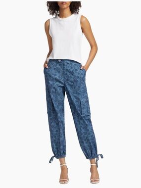 Cinq a Sept Zola Floral Denim Pants NWT size 8